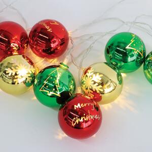 XMAS PLASTIC BALL,10 LED ΛΑΜΠ. ΣΕΙΡΑ,ΜΠΑΤ. (2xAA),WW,IP20,150+30cm ΚΑΛ. ΤΡΟΦ