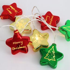 XMAS PLASTIC STAR,10 LED ΛΑΜΠ. ΣΕΙΡΑ,ΜΠΑΤ. (2xAA),WW,IP20,15cm ,150+30cm ΚΑΛ. ΤΡΟΦ