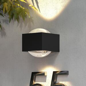 Lucande Almos LED φωτιστικό τοίχου εξωτερικού χώρου, γωνιακό, 2-φωτιστικό., Μαύρο, Μέταλλο, σύγχρονο, Πρίζα τοίχου πάνω/κάτω