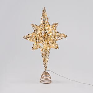 ^ "GOLD & WHITE BEAD STAR " 20 MINI WW LED ΛΑΜΠ. ΜΠΑΤ. 3ΧΑΑ,IP20 37x5x20cm