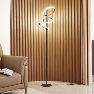 Lucande LED φωτιστικό δαπέδου Madu, μαύρο, μεταλλικό, 160 cm, με, ρυθμιζόμενος, Μαύρο, Σαλόνι / τραπεζαρία, Πλαστικό, σύγχρονο