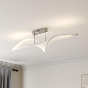 Lucande LED φωτιστικό οροφής Edano, 122 cm, λευκό, υφασμάτινο, dimmable, ρυθμιζόμενος, Λευκό, Σαλόνι / τραπεζαρία, Ύφασμα / Κλωστοϋφαντουργία, σύγχρονο