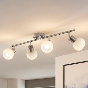 Lindby φωτιστικό οροφής Elaina, 70 cm, 4-φωτο, νικέλιο, γυαλί, E14, ρυθμιζόμενος, Μεταλλικό, Σαλόνι / τραπεζαρία, Μέταλλο, σύγχρονο, Σφαίρα