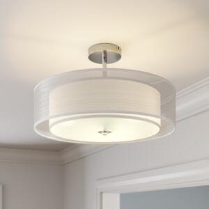 Lindby Φωτιστικό οροφής Pikka, λευκό, ύφασμα, Ø 50 cm, E27, ρυθμιζόμενος, Λευκό, Σαλόνι / τραπεζαρία, Ύφασμα / Κλωστοϋφαντουργία, σύγχρονο