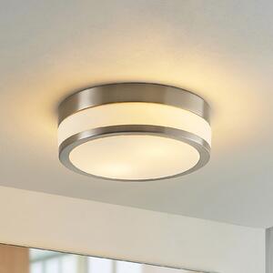 Lindby Φωτιστικό οροφής Flavi, Ø 28 cm, νικέλιο, γυαλί, IP44, E27, ρυθμιζόμενος, Μεταλλικό, Μπάνιο, Μέταλλο, σύγχρονο