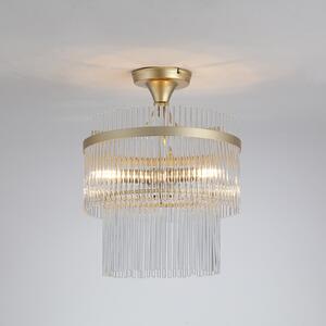 Searchlight Φωτιστικό οροφής Lara, Ø 35 cm, χρυσό/διαφανές, γυαλί/μέταλλο, ρυθμιζόμενος, Χρυσό / Ορείχαλκου, Σαλόνι / τραπεζαρία, Γυαλί