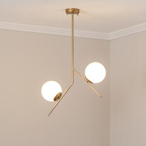 Opviq Κρεμαστό φωτιστικό Dolunay, μήκος 43 cm, 2 φλόγες, χρυσό χρώμα, E27, ρυθμιζόμενος, Χρυσό / Ορείχαλκου, Σαλόνι / τραπεζαρία, Μέταλλο, σύγχρονο