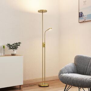 Lindby LED-Stehleuchte Seppa, στρογγυλό, ορείχαλκος, μέταλλο, 180cm, ρυθμιζόμενος, Χρυσό / Ορείχαλκου, Σαλόνι / τραπεζαρία, Μέταλλο, σύγχρονο, Φως ανάγνωσης