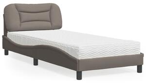 VidaXL Κρεβάτι με Στρώμα Taupe 90x200 εκ. Υφασμάτινο