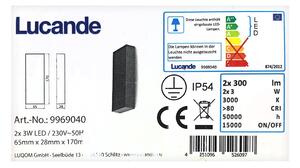 Lucande - Επιτοίχιο φωτιστικό εξωτερικού χώρου LED CORDA 2xLED/3W/230V IP54