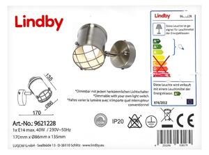 Lindby - Φωτιστικό τοίχου LED Dimmable EBBI 1xE14/5W/230V