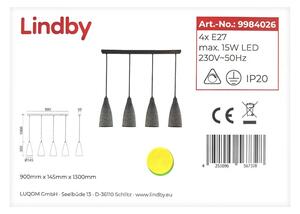 Lindby -Κρεμαστό φωτιστικό οροφής ράγα SANNE 4xE27/15W/230V