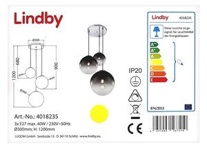 Lindby - Πολύφωτο με συρματόσχοινο ROBYN 3xE27/40W/230V