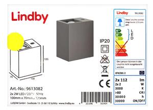 Lampenwelt - Φωτιστικό τοίχου LED CATALEYA 2xLED/2W/230V