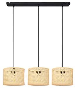 Κρεμαστό φωτιστικό οροφής ράγα ALBA 3xE27/60W/230V rattan/μαύρο