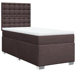 VidaXL Κρεβάτι Boxspring με Στρώμα Σκούρο Καφέ 90x200 εκ. Υφασμάτινο