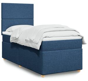 VidaXL Κρεβάτι Boxspring με Στρώμα Μπλε 90x190 εκ.Υφασμάτινο