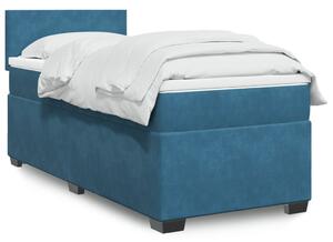 VidaXL Κρεβάτι Boxspring με Στρώμα Σκούρο Μπλε 90x200 εκ. Βελούδινο