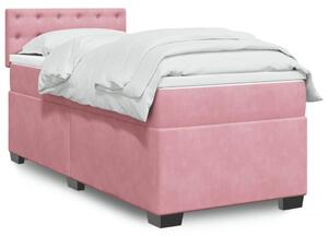 VidaXL Κρεβάτι Boxspring με Στρώμα Ροζ 100x200 εκ. Βελούδινο