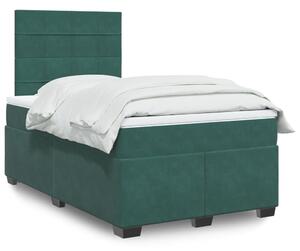 VidaXL Κρεβάτι Boxspring με Στρώμα Σκούρο Πράσινο 120x190εκ. Βελούδινο