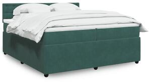 VidaXL Κρεβάτι Boxspring με Στρώμα Σκούρο Πράσινο 200x200εκ. Βελούδινο