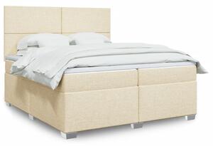 VidaXL Κρεβάτι Boxspring με Στρώμα Κρεμ 200x200 εκ. Υφασμάτινο