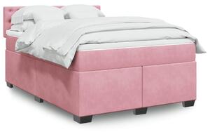 VidaXL Κρεβάτι Boxspring με Στρώμα Ροζ 140x190 εκ. Βελούδινο