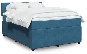 VidaXL Κρεβάτι Boxspring με Στρώμα Μπλε 140x190 εκ. Βελούδινο