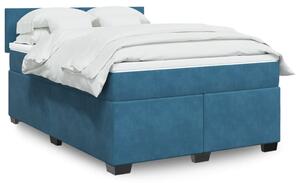 VidaXL Κρεβάτι Boxspring με Στρώμα Μπλε 160x200 εκ. Βελούδινο