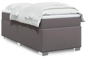 VidaXL Κρεβάτι Boxspring με Στρώμα Γκρι 90x200 εκ. από Συνθετικό Δέρμα