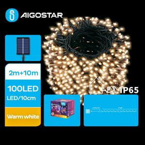 Aigostar - LED Ηλιακά Χριστουγεννιάτικα λαμπάκια 100xLED/8 λειτουργίες 12m IP65 θερμό λευκό