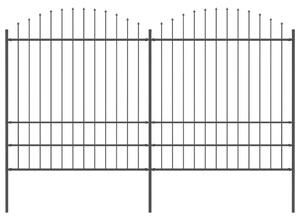 VidaXL Κάγκελα Περίφραξης με Λόγχες Μαύρα (1,75-2) x 3,4 μ. Ατσάλινα