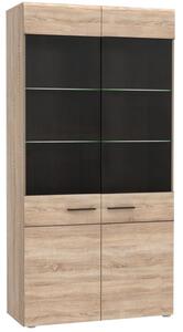 ΒΙΤΡΙΝΑ ΔΙΦΥΛΛΗ SOLO 100X41X197CM SONOMA ΜΕ WENGE ΚΑΙ MDF ΚΑΜΠΥΛΩΤΟ ΤΕΛΕΙΩΜΑ ΣΤΙΣ ΠΟΡΤΕΣ