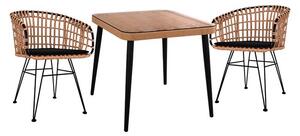 ΣΕΤ 3ΤΜΧ ALLEGRA WICKER ΜΕ ΤΡΑΠΕΖΙ 80X80Χ78Υ ΜΠΕΖ & ΜΑΥΡΟ ΧΡΩΜΑ HM10481