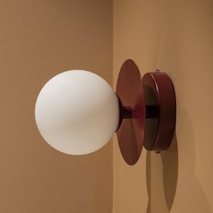 Globen Lighting Φωτιστικό τοίχου ART DECO μπορντό/λευκό Ø16cm IP44, ρυθμιζόμενος, Κόκκινο, Σαλόνι / τραπεζαρία, Γυαλί, Σκανδιναβικό