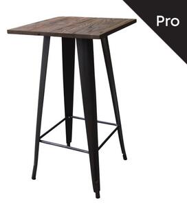 RELIX Wood Τραπέζι Bar-Pro, Μέταλλο Βαφή Antique Black, Απόχρωση Ξύλου Dark Oak 60x60x104cm