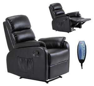 COMFORT Massage Πολυθρόνα Relax, Σαλονιού - Καθιστικού, PU Μαύρο 74x90x98cm