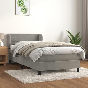 VidaXL Κρεβάτι Boxspring με Στρώμα Σκούρο Γκρι 90x200 εκ. Βελούδινο