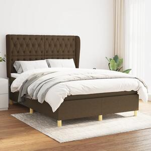 VidaXL Κρεβάτι Boxspring με Στρώμα Σκούρο Καφέ 140x190 εκ. Υφασμάτινο