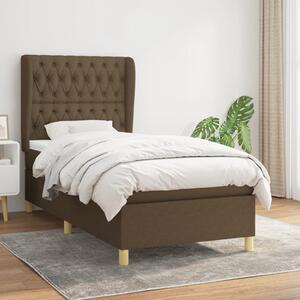 VidaXL Κρεβάτι Boxspring με Στρώμα Σκούρο Καφέ 90x200 εκ. Υφασμάτινο