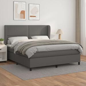 VidaXL Κρεβάτι Boxspring με Στρώμα Γκρι 160x200εκ. από Συνθετικό Δέρμα