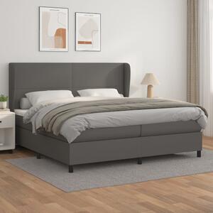 VidaXL Κρεβάτι Boxspring με Στρώμα Γκρι 200x200 εκ. Συνθετικό Δέρμα