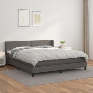 VidaXL Κρεβάτι Boxspring με Στρώμα Γκρι 160x200εκ. από Συνθετικό Δέρμα