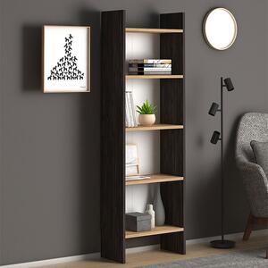 ΒΙΒΛΙΟΘΗΚΗ ΜΕΛΑΜΙΝΗΣ FLORA MEGAPAP ΧΡΩΜΑ INDUSTRIAL GREY - OAK 52X25X158ΕΚ