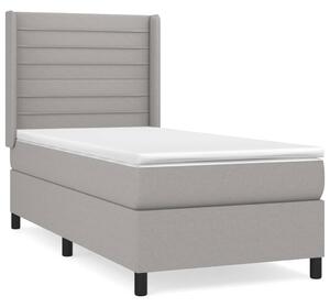 VidaXL Κρεβάτι Boxspring με Στρώμα Ανοιχτό Γκρι 100x200 εκ. Υφασμάτινο