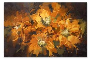 ΠΙΝΑΚΑΣ ΣΕ ΚΑΜΒΑ "ORANGE FLOWERS" MEGAPAP ΨΗΦΙΑΚΗΣ ΕΚΤΥΠΩΣΗΣ 120X60X3ΕΚ