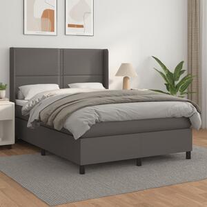 VidaXL Κρεβάτι Boxspring με Στρώμα Γκρι 140x200εκ. από Συνθετικό Δέρμα