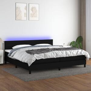 VidaXL Κρεβάτι Boxspring με Στρώμα & LED Μαύρο 200x200 εκ. Υφασμάτινο