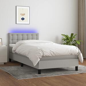 VidaXL Κρεβάτι Boxspring με Στρώμα & LED Αν.Γκρι 80x200 εκ. Υφασμάτινο