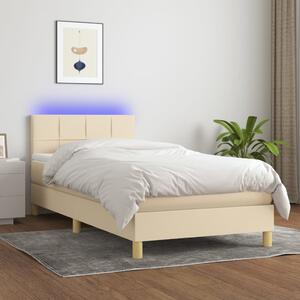 VidaXL Κρεβάτι Boxspring με Στρώμα & LED Κρεμ 80x200 εκ. Υφασμάτινο